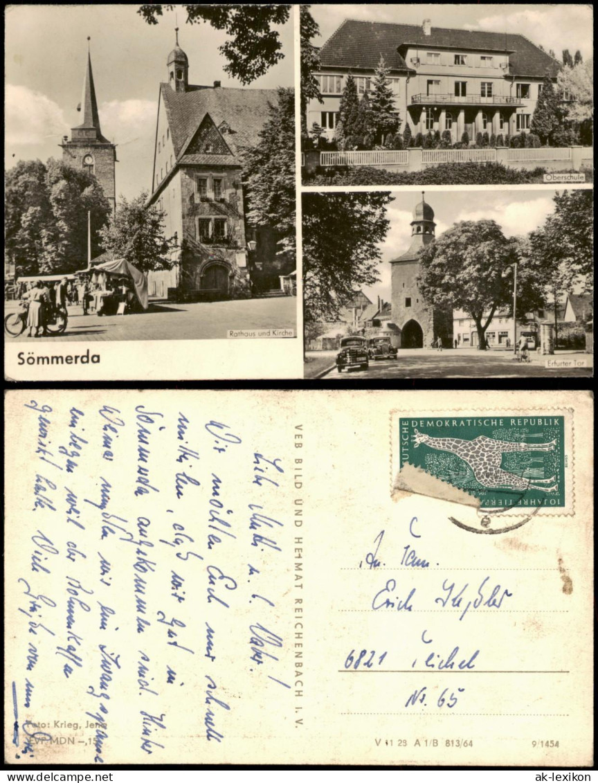 Sömmerda DDR Mehrbild-AK Mit Oberschule, Erfurter Tor, Rathaus 1964 - Soemmerda