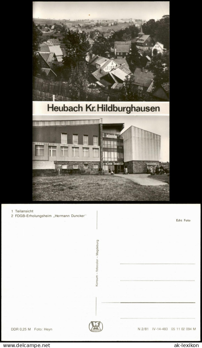 Heubach (Thür. Wald)-Masserberg 2-Bild-AK Mit Teil  FDGB-Erholungsheim  1981 - Masserberg