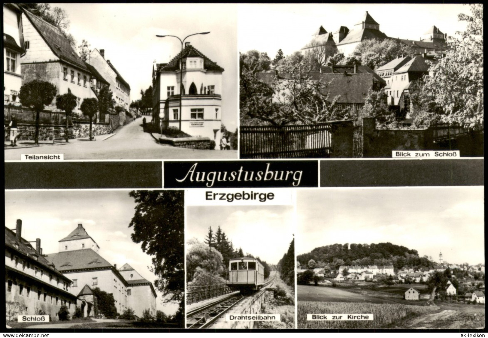 Augustusburg Erzgebirge DDR Mehrbildkarte   Ua. Schloß, Drahtseilbahn 1977 - Augustusburg