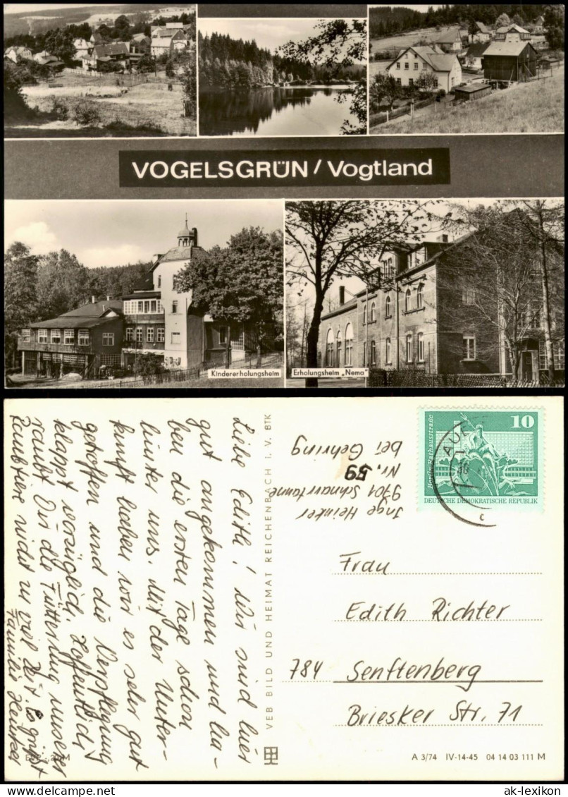 Vogelsgrün-Auerbach (Vogtland) DDR Mehrbildkarte Mit Ortsansichten 1974 - Auerbach (Vogtland)