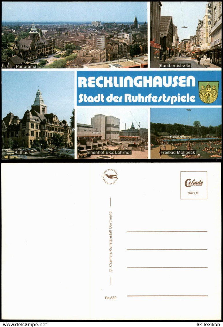 Recklinghausen Mehrbildkarte   U.a. Kunibertstraße, Freibad  EKZ Löhrhof 1984 - Recklinghausen