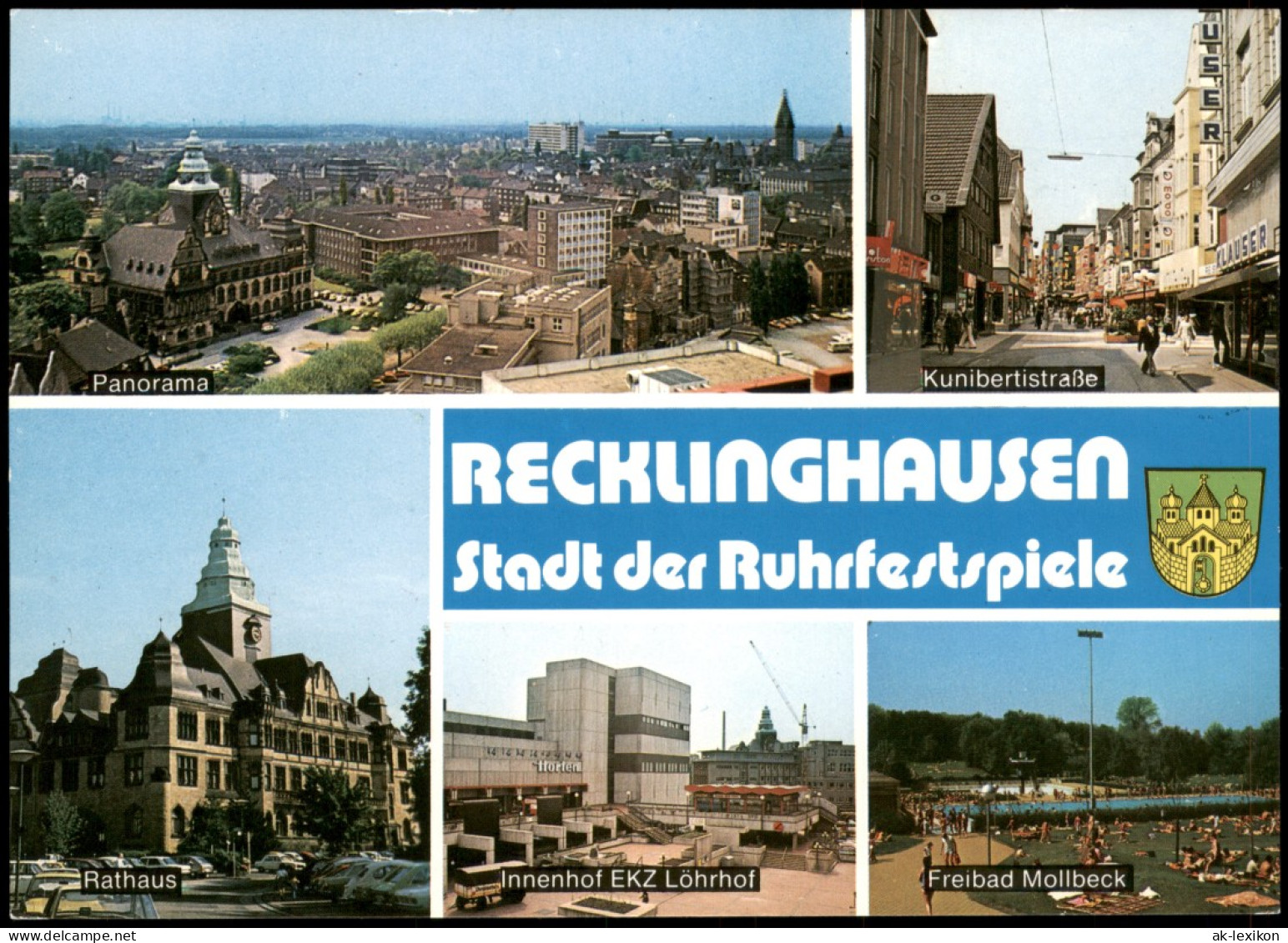 Recklinghausen Mehrbildkarte   U.a. Kunibertstraße, Freibad  EKZ Löhrhof 1984 - Recklinghausen