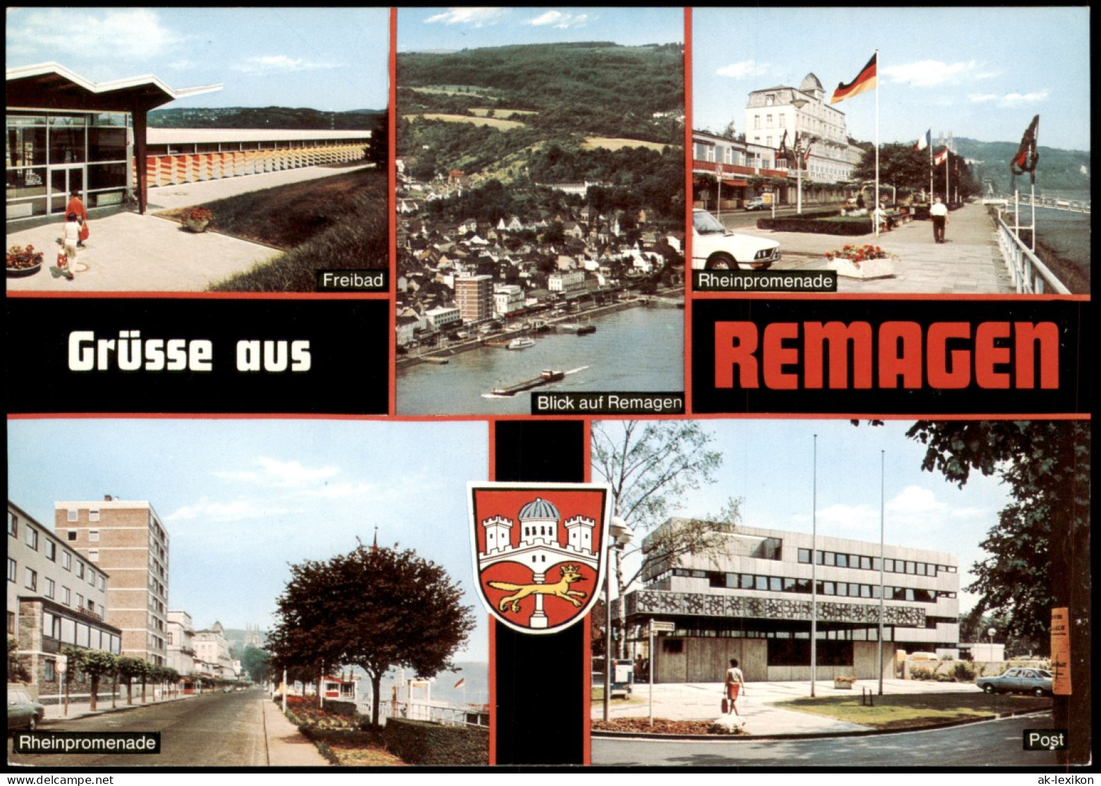 Ansichtskarte Remagen Mehrbild-AK Mit Post Freibad Rheinpromenade 1976 - Remagen