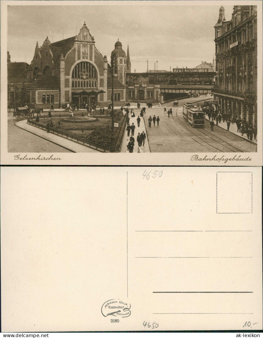 Ansichtskarte Gelsenkirchen Bahnhof Bahnhofsgebäude Tram Am Vorplatz 1910 - Gelsenkirchen