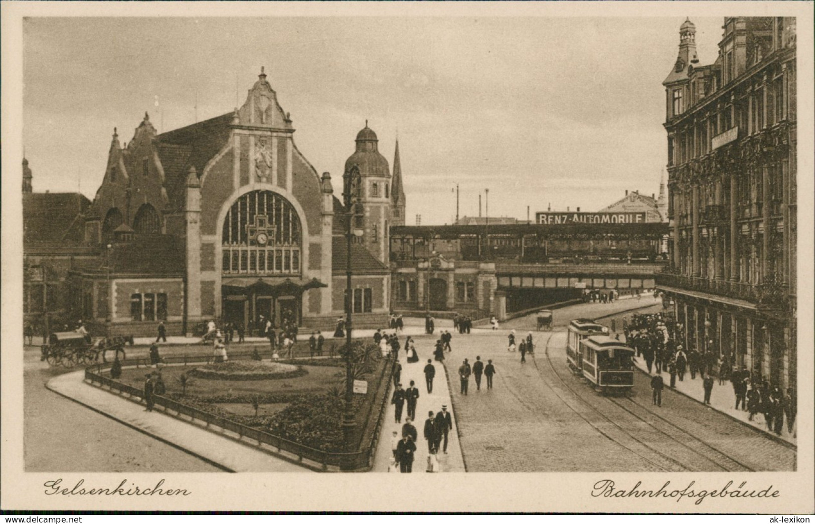Ansichtskarte Gelsenkirchen Bahnhof Bahnhofsgebäude Tram Am Vorplatz 1910 - Gelsenkirchen