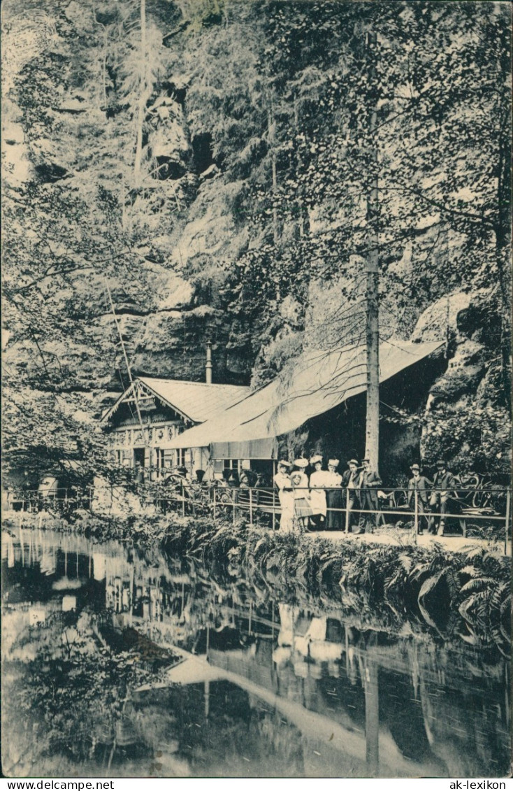 Ansichtskarte Hinterhermsdorf-Sebnitz Bootstation Obere/Untere Schleuse 1923 - Hinterhermsdorf