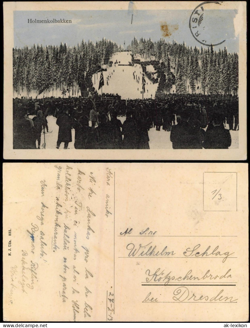 Postcard Oslo Kristiania Holmenkollbakken, Wettkampf Norge 1913 - Norvège