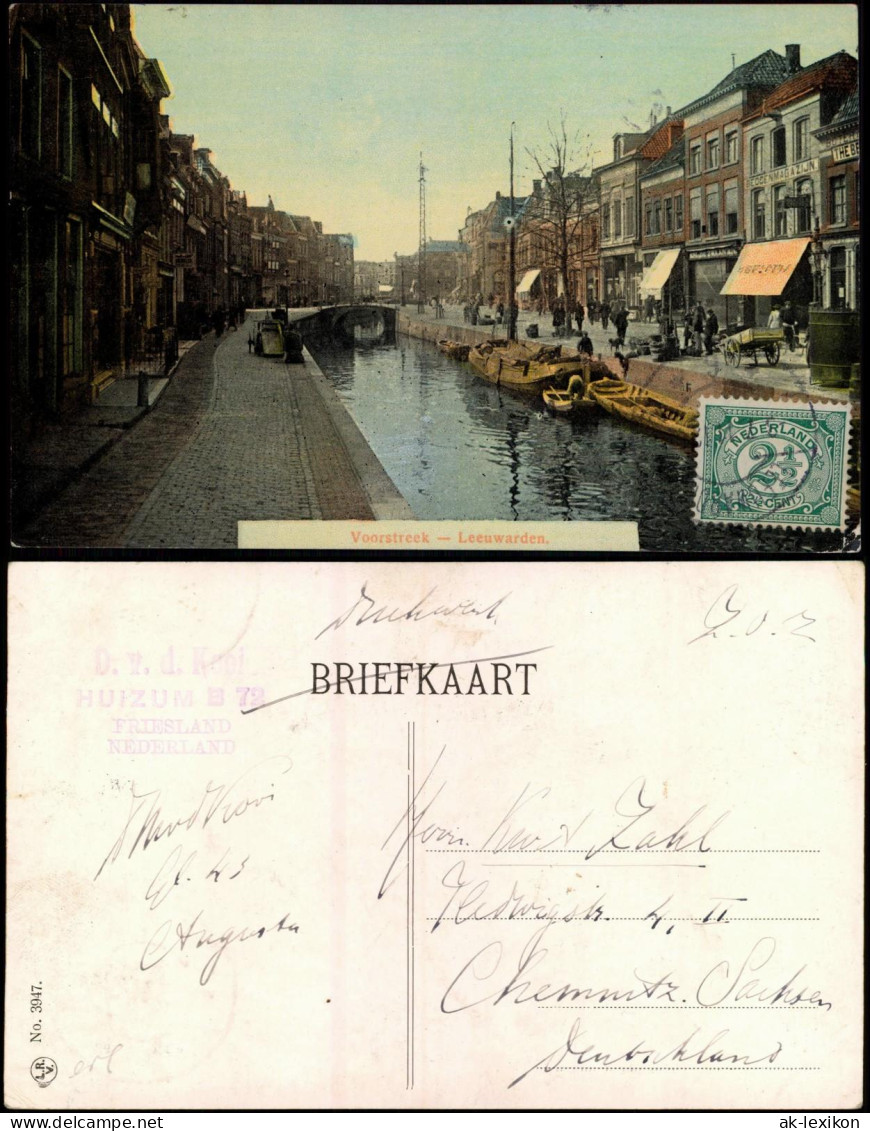 Postkaart Leeuwarden Voorstreek, Geschäfte 1913 - Leeuwarden