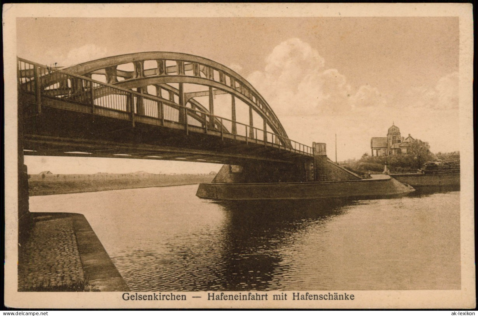 Ansichtskarte Gelsenkirchen Hafeneinfahrt Mit Hafenschänke 1922 - Gelsenkirchen