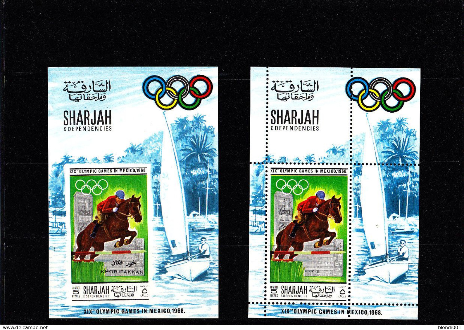 Olympics 1968 - Equestrian - SHARJAH - S/S Perf.+imp. MNH - Summer 1968: Mexico City