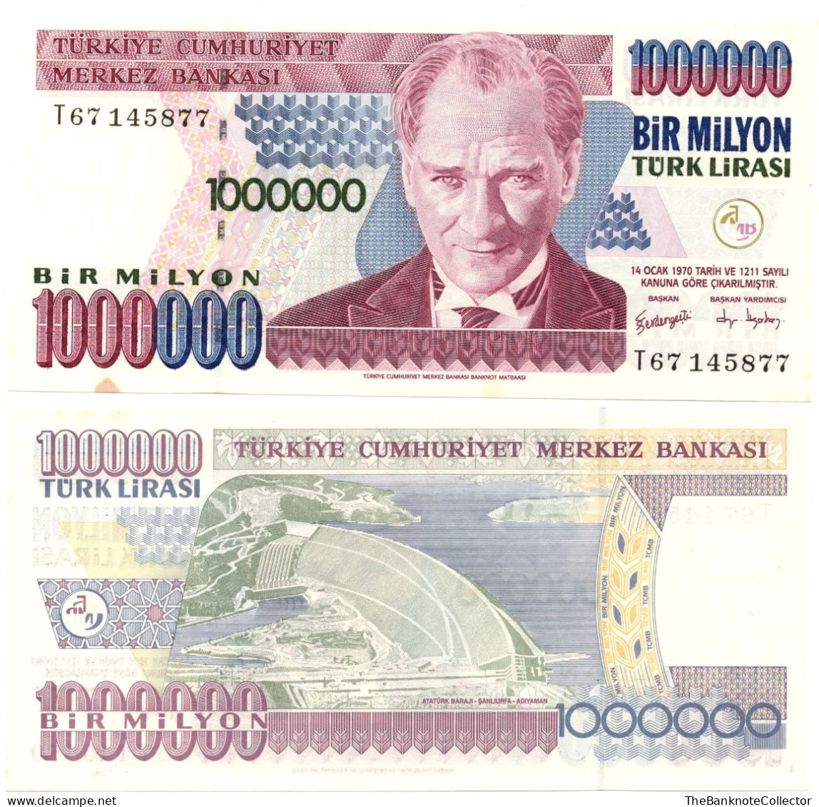 Turkey 1,000,000 Million Lirasi 1970 (1998) P-213 UNC - Turkije