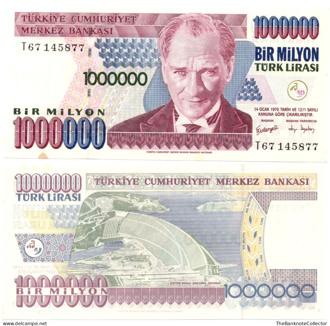 Turkey 1,000,000 Million Lirasi 1970 (1998) P-213 UNC - Turchia