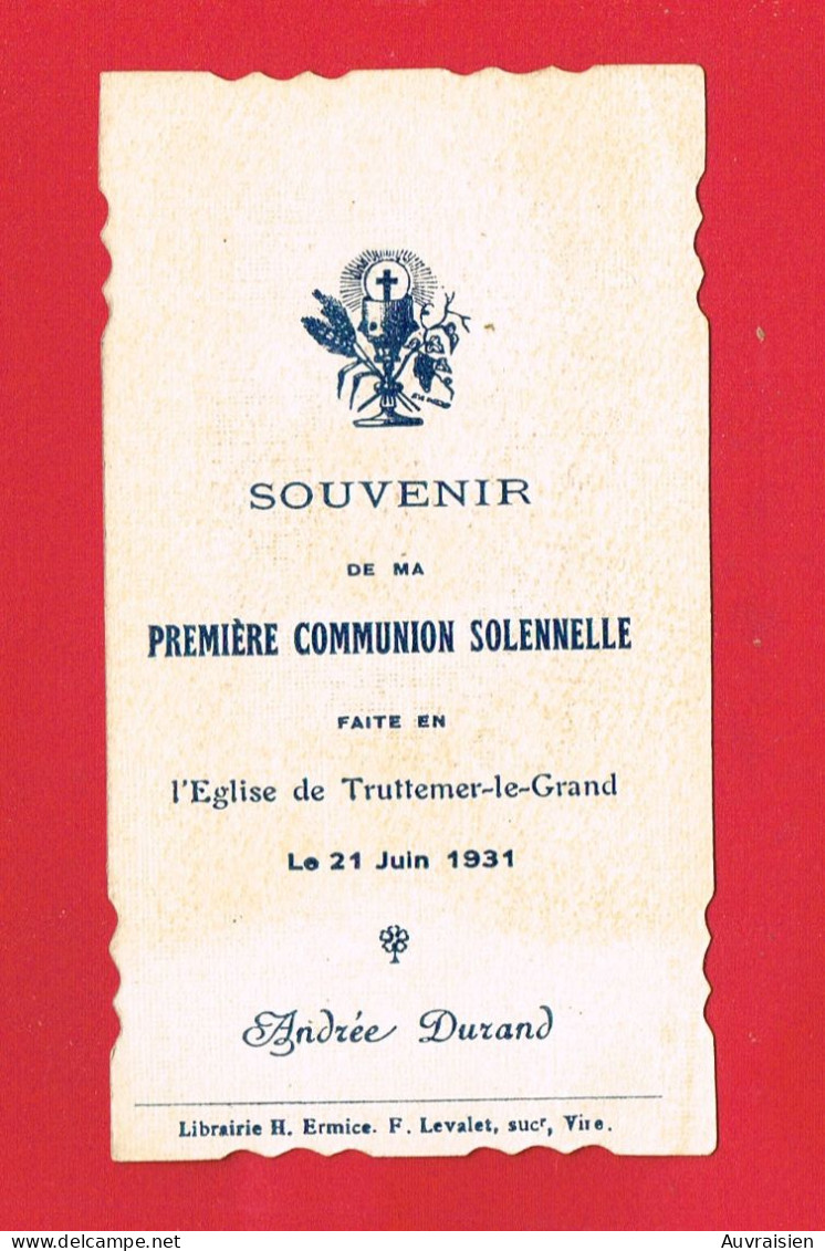 Image Pieuse ... Généalogie ... Communion De Andrée DURAND Eglise De TRUTTEMER LE GRAND Calvados - Communion