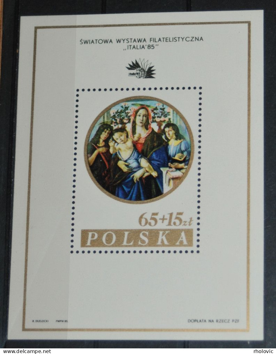 POLAND 1985, Paintings, Art, ITALIA '85 Stamp Exhibition, Mi #B96, Souvenir Sheet, MNH** - Madones