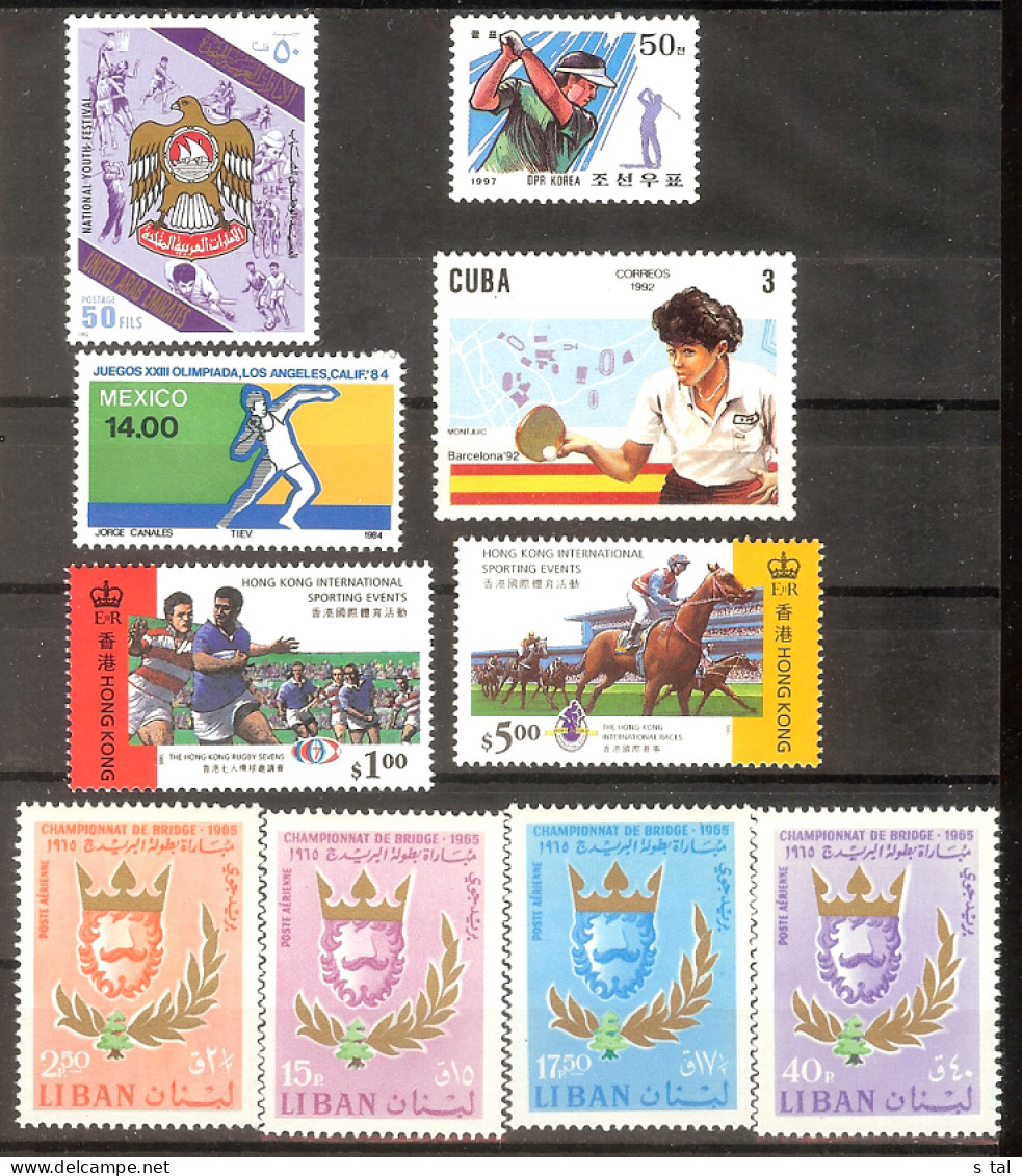 Several Countries Sport(golf,rugby,horse,basketball) Set 10 Stamps  MNH - Sonstige & Ohne Zuordnung