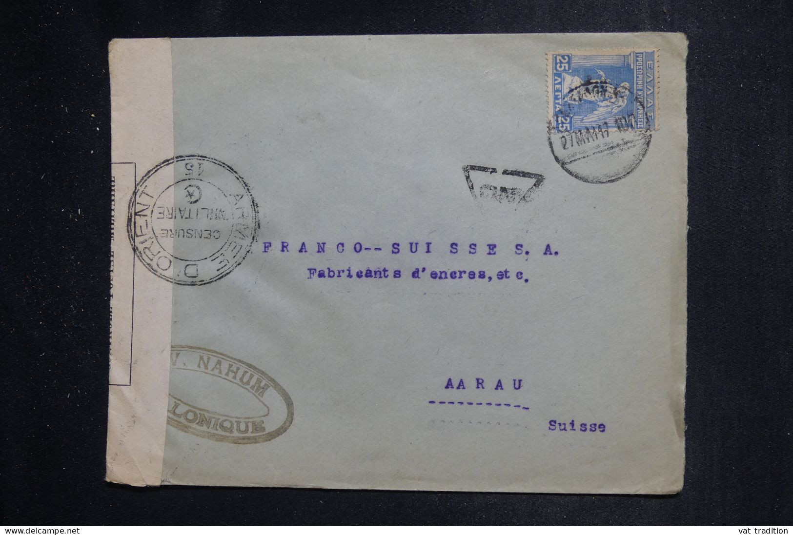 GRECE - Enveloppe De Salonique Pour La Suisse En 1917 Avec Contrôle Postal  - L 151305 - Cartas & Documentos