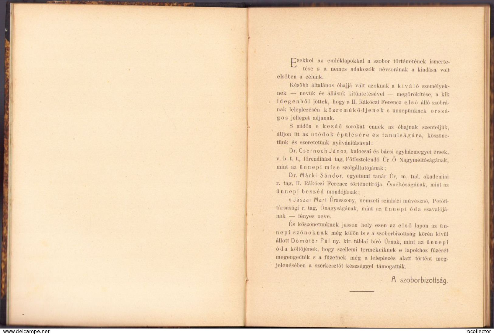 Emléklapok II. Rákoczi Ferencz Zombori Szobrának Leléplezésére, 1912 C3829 - Livres Anciens