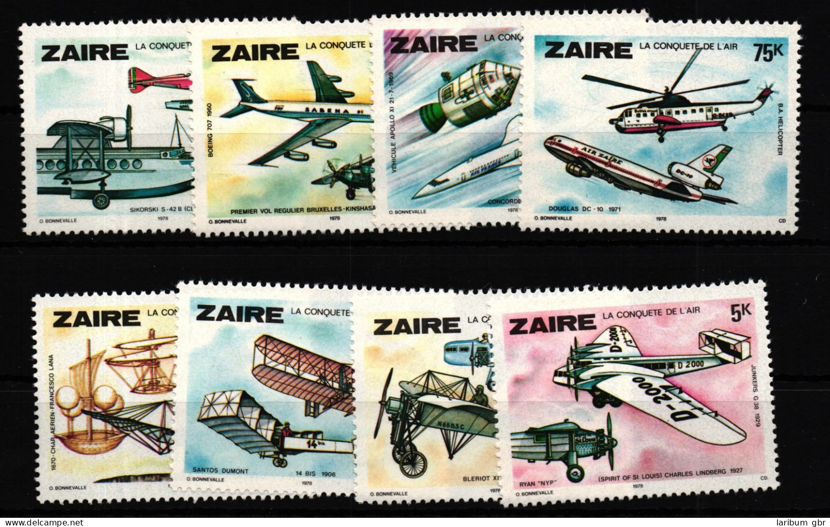 Zaire (Kongo) 580-587 Postfrisch Flugzeuge #GF489 - Sonstige & Ohne Zuordnung