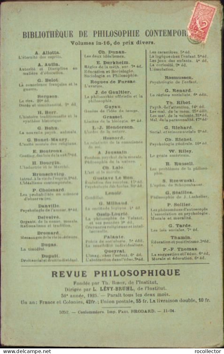 La Science Des Faits Moraux Par Albert Bayet, 1925, Paris C2185 - Alte Bücher