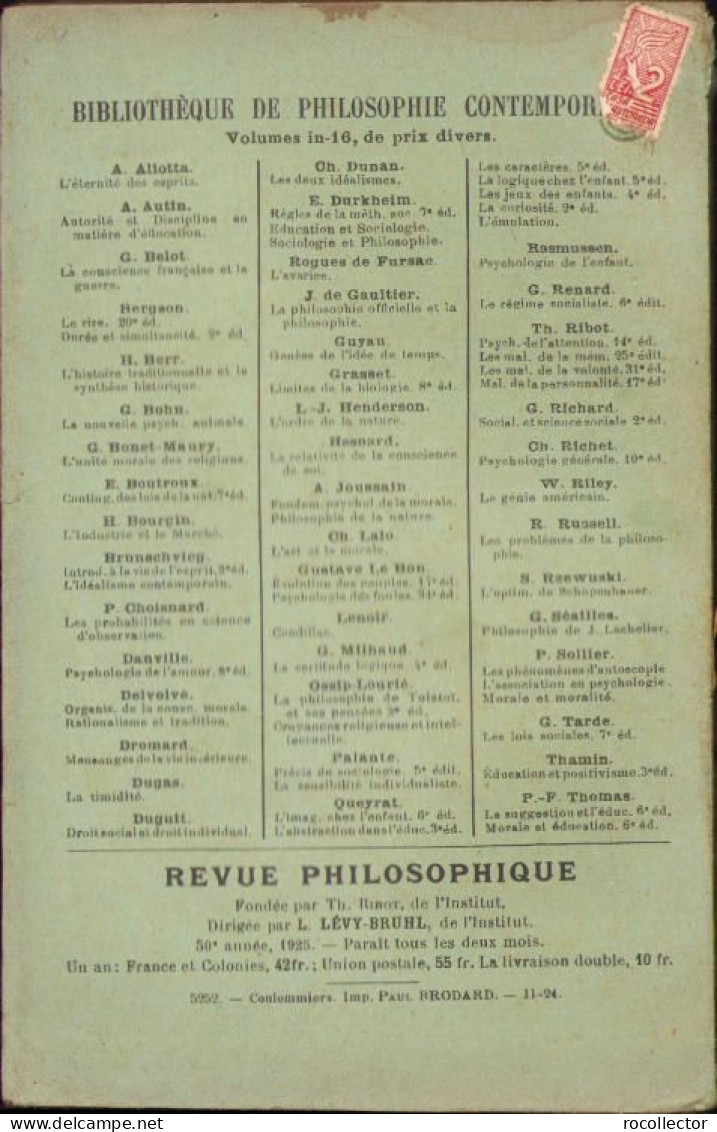 La Science Des Faits Moraux Par Albert Bayet, 1925, Paris C2185 - Livres Anciens