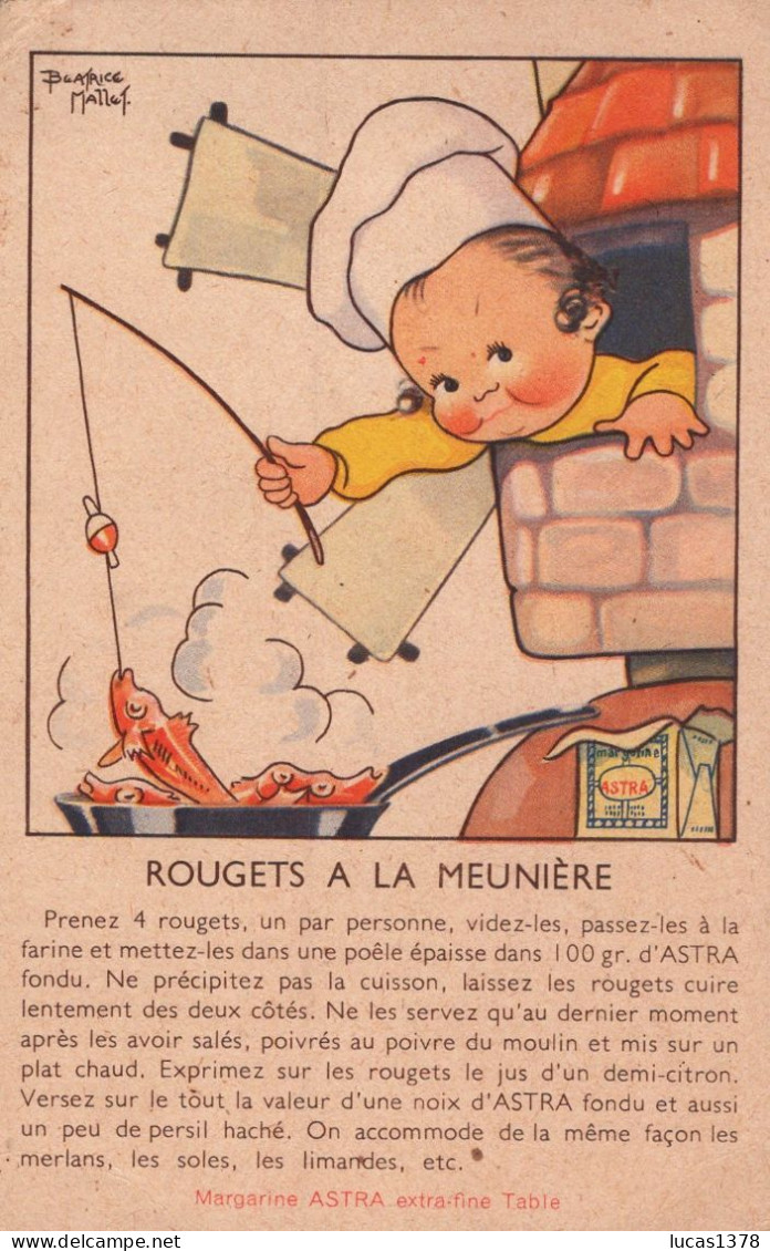 ILLUSTRATION BEATRICE MALLET - PUBLICITE ASTRA - RECETTE - ROUGETS A LA MEUNIERE - Mallet, B.