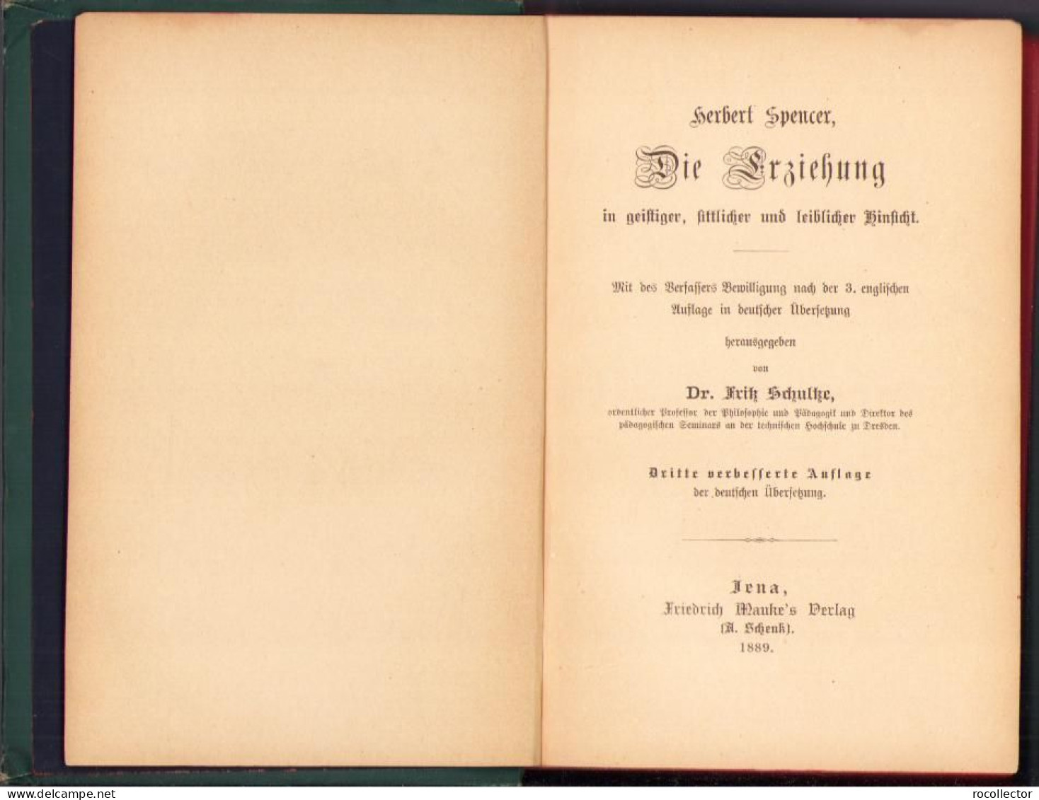 Herbert Spencer, Die Erziehung In Geistiger, Sittlicher Und Leiblicher Hinsicht ... 1889 Jena C2169 - Old Books