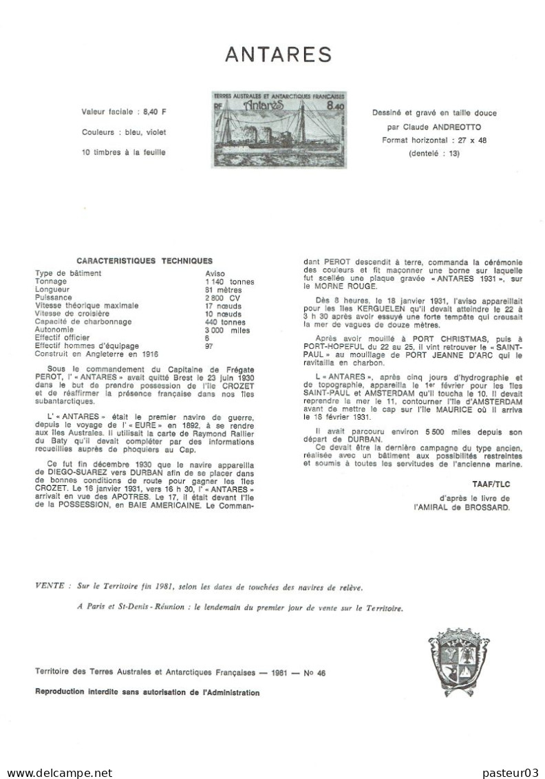 TAAF Notices Philatéliques Sans Les Timbres N° 1 De 1977 Au N° 322 De 2005 - Collezioni & Lotti