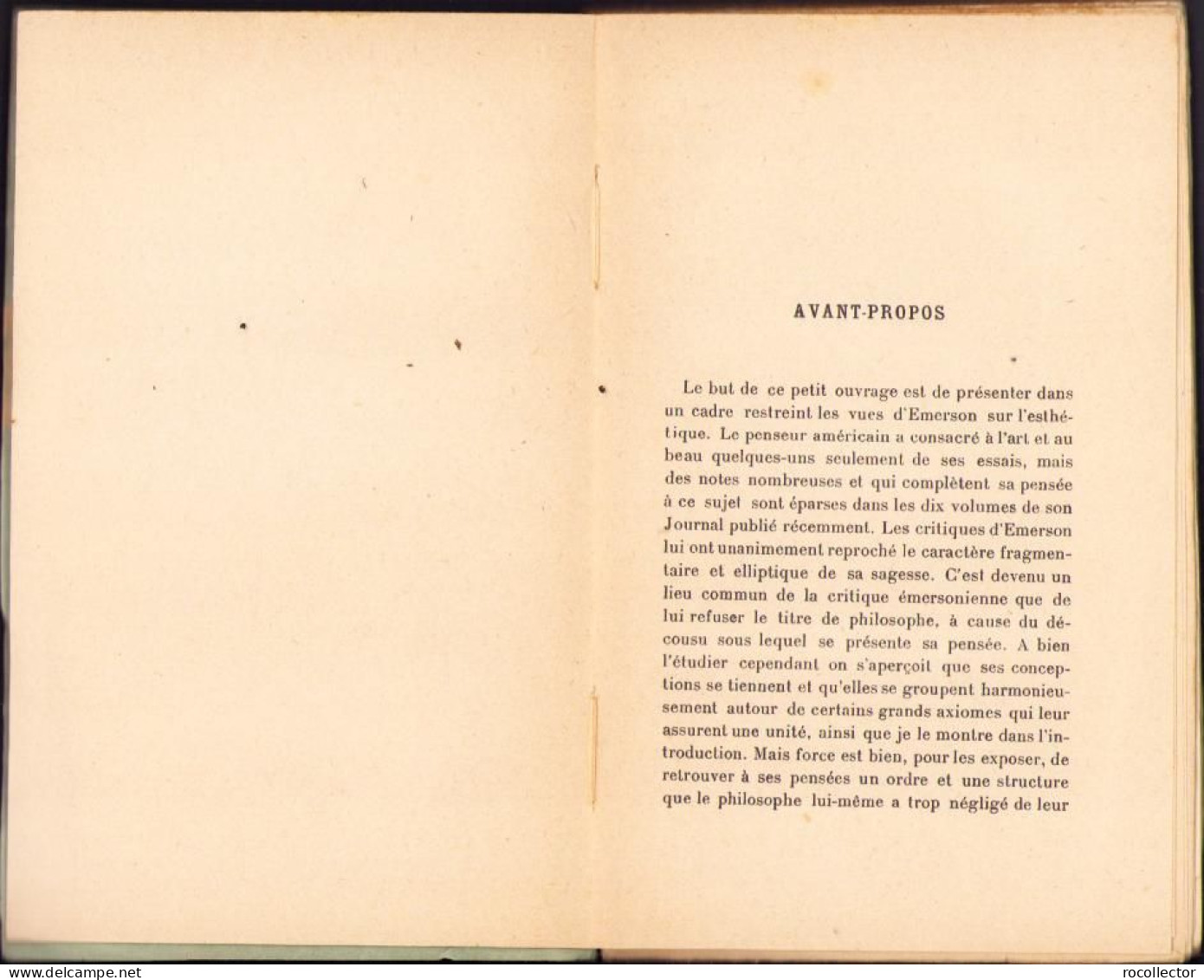 L’esthetique D’Emerson. La Nature, L’art, L’histoire Par Regis Michaud, 1927, Paris C2162 - Old Books