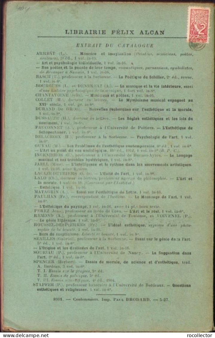 L’esthetique d’Emerson. La nature, l’art, l’histoire par Regis Michaud, 1927, Paris C2162