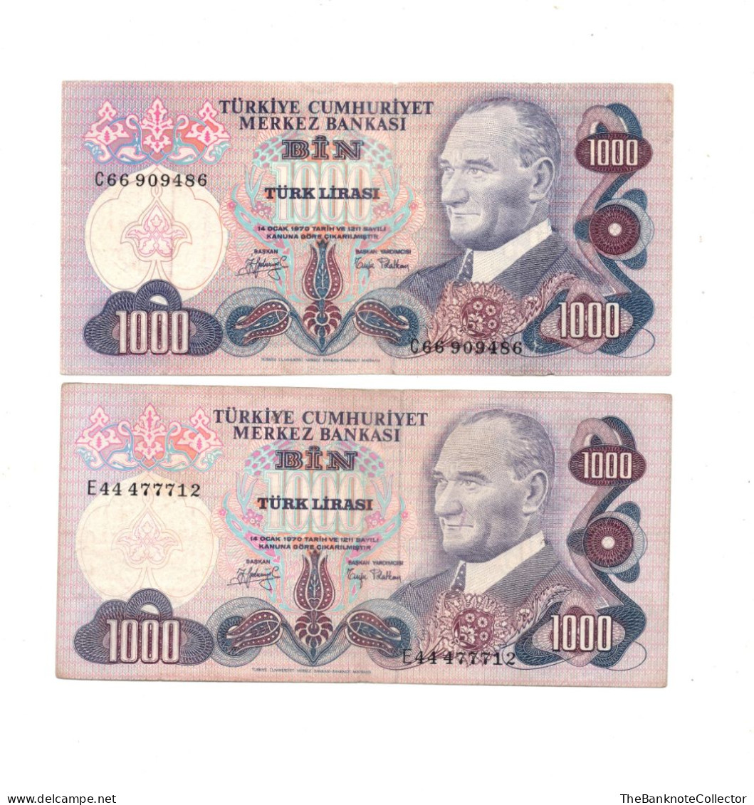 Turkey 1000 Lira 1972 P-191 VF - Turquie