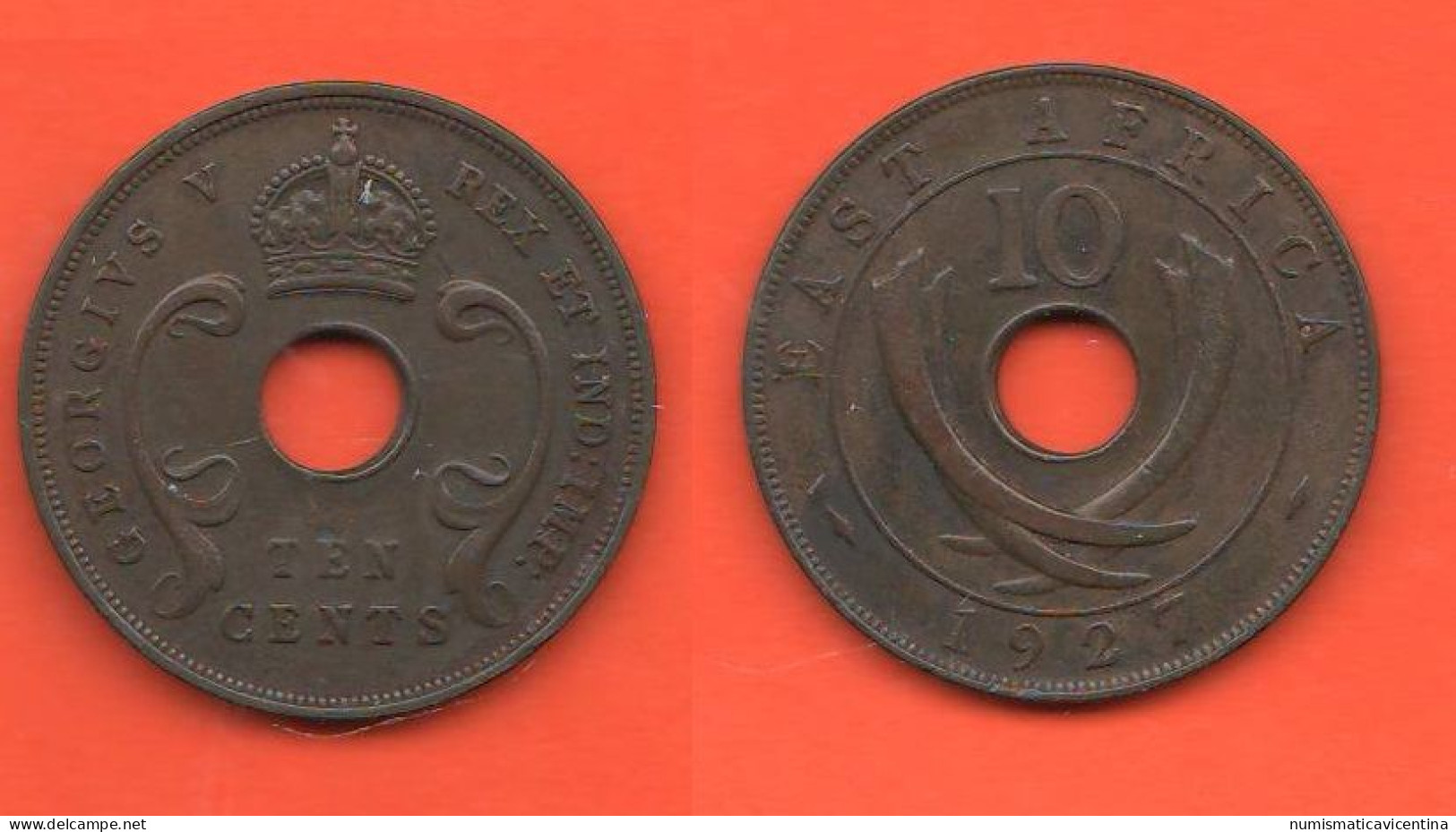 East Africa 10 Cents 1927 Great Britain Protectorate Oriental Afrique Bronze Coin King Georgius V° - Colonies