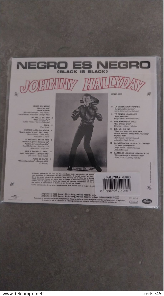 CD JOHNNY HALLYDAY NEGRO ES NEGRO..BLACK IS BLACK - Altri & Non Classificati