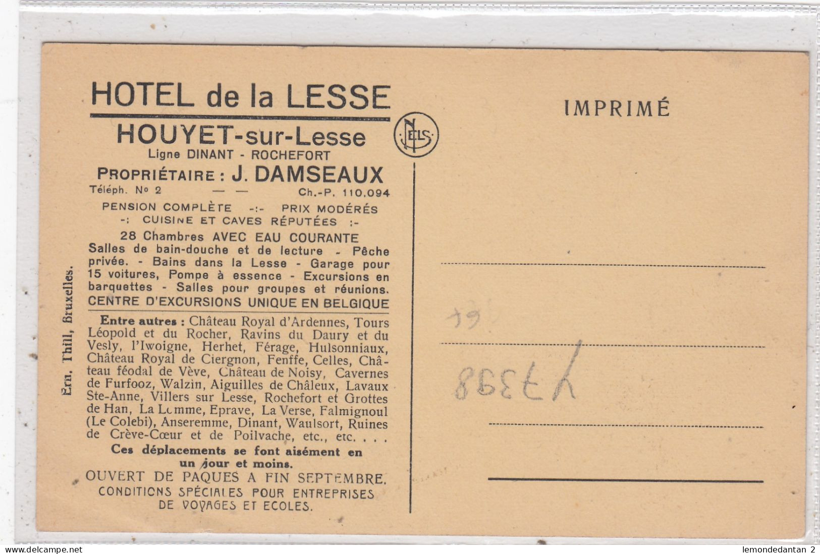 Houyet. Hotel De La Lesse. * - Houyet