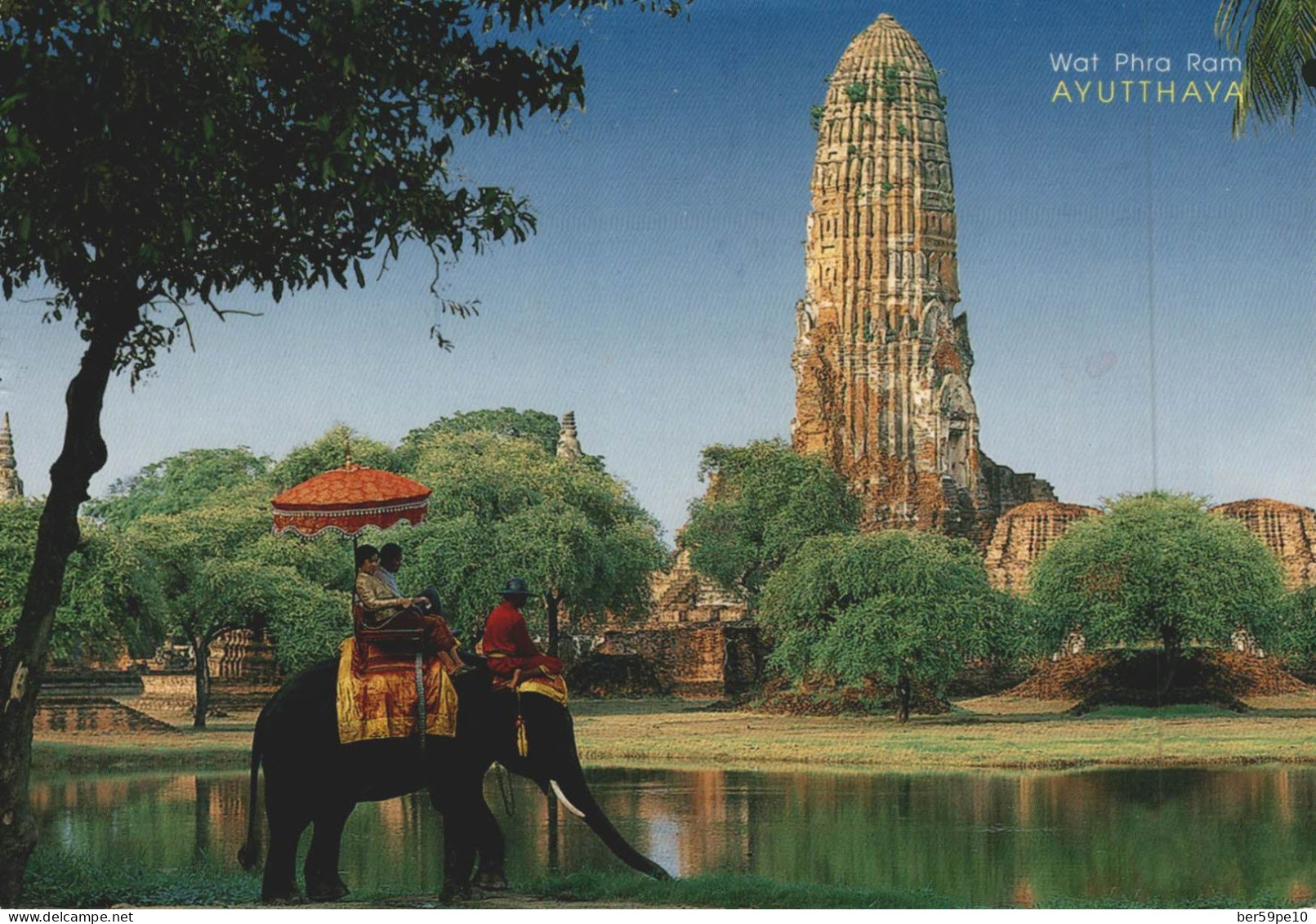 THAILLANDE BANGKOK BACKGROUND OF TOURIST'S ELEPHANT IS THE MAIN PRANG OF  WAT PHRA RAM AYUTTHAYA - Tailandia