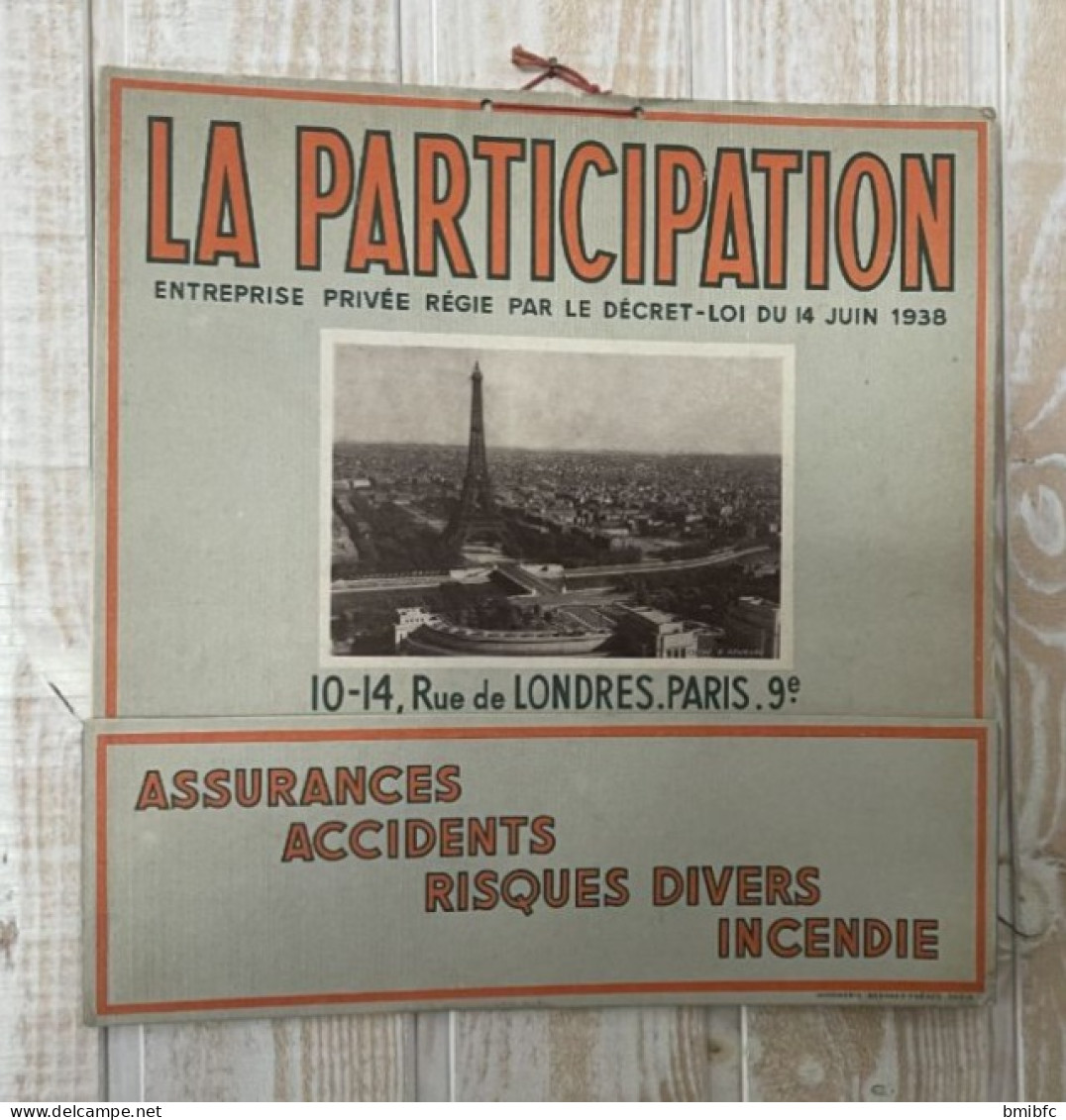 PORTE LETTRES Cartonné ASSURANCES ACCIDENTS INCENDIE - LA PARTICIPATION - 10-14 Rue De LONDRES  PARIS 9e - Autres & Non Classés