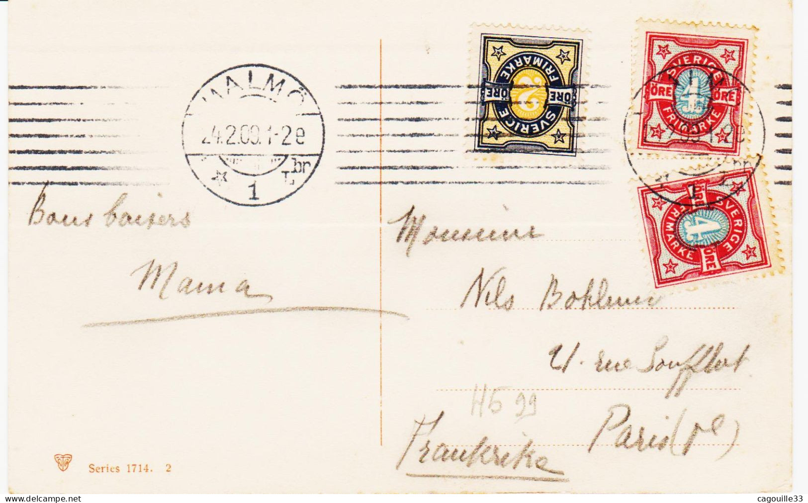SUEDE, De Malmö En 1908  Pour Paris  Sur 3 TpTB - Briefe U. Dokumente