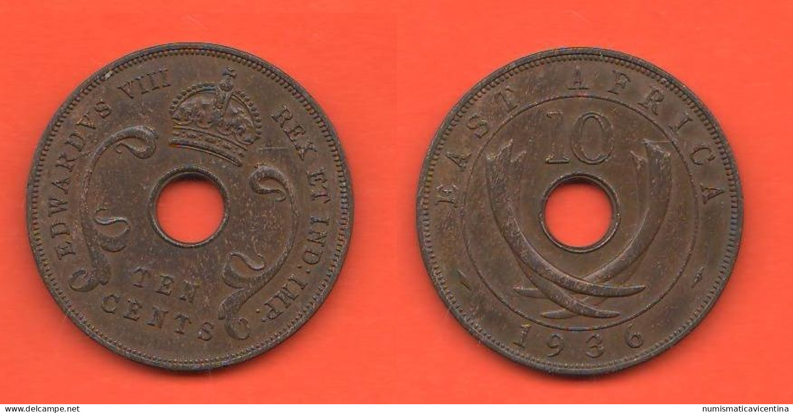 East Africa 10 Cents 1936 Great Britain Protectorate Oriental Afrique Bronze Coin King Edwardus VII° - Colonie