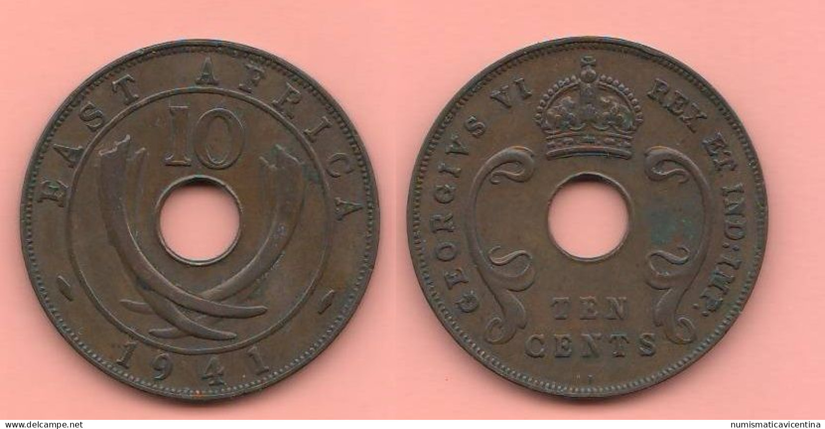 East Africa 10 Cents 1941 Great Britain Protectorate Oriental Afrique Bronze Coin King Georgius VI° - Kolonien