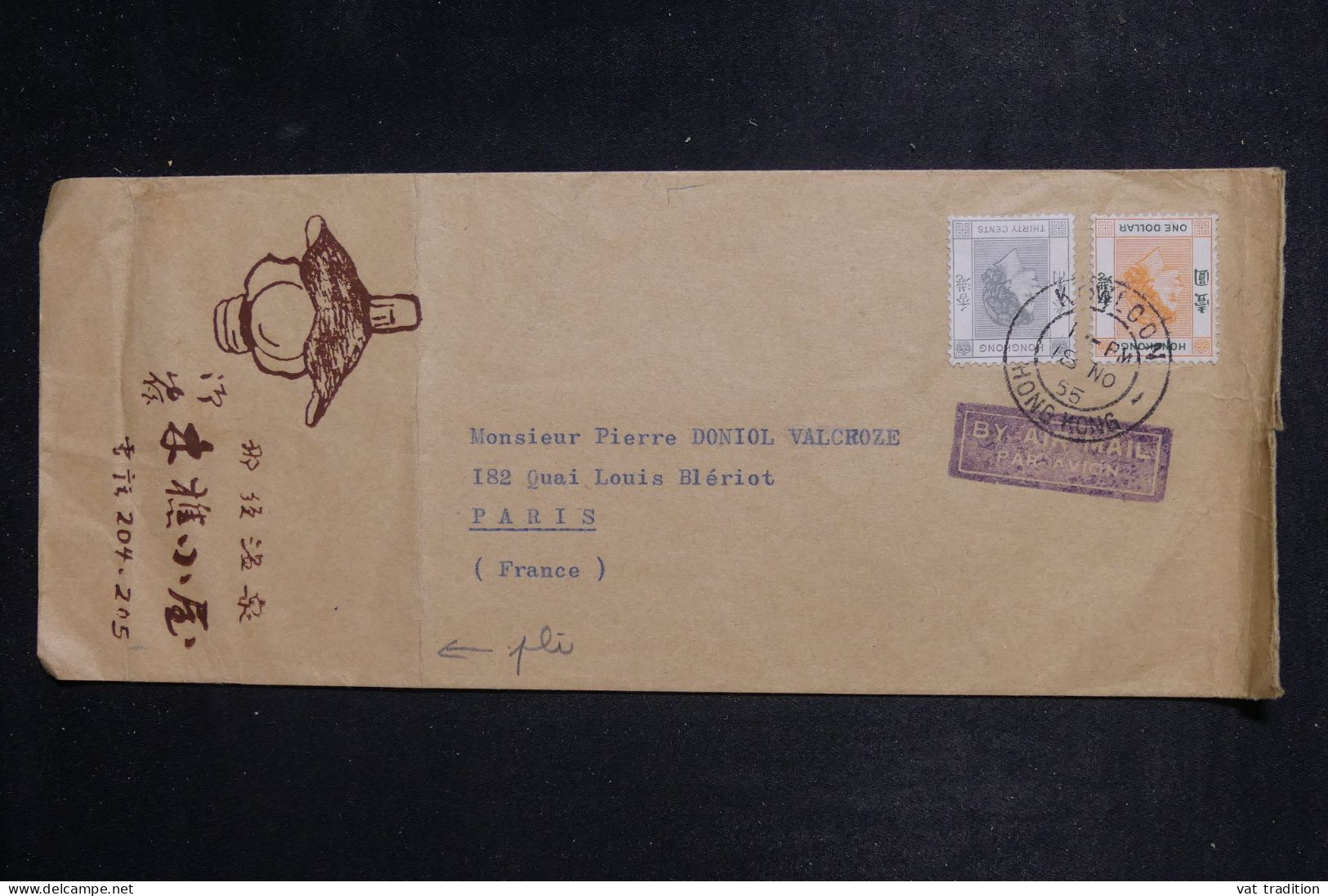 HONG KONG - Enveloppe Pour Paris En 1955 - L 151320 - Storia Postale