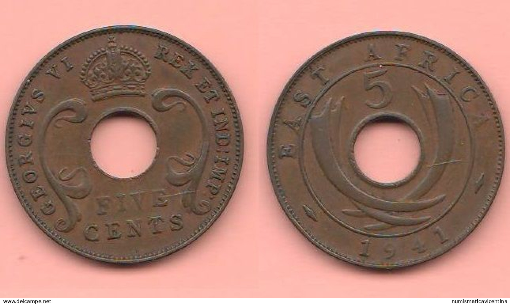 East Africa 5 Cents 1941 I Great Britain Protectorate Oriental Afrique Bronze Coin King Georgius VI° - Colonies
