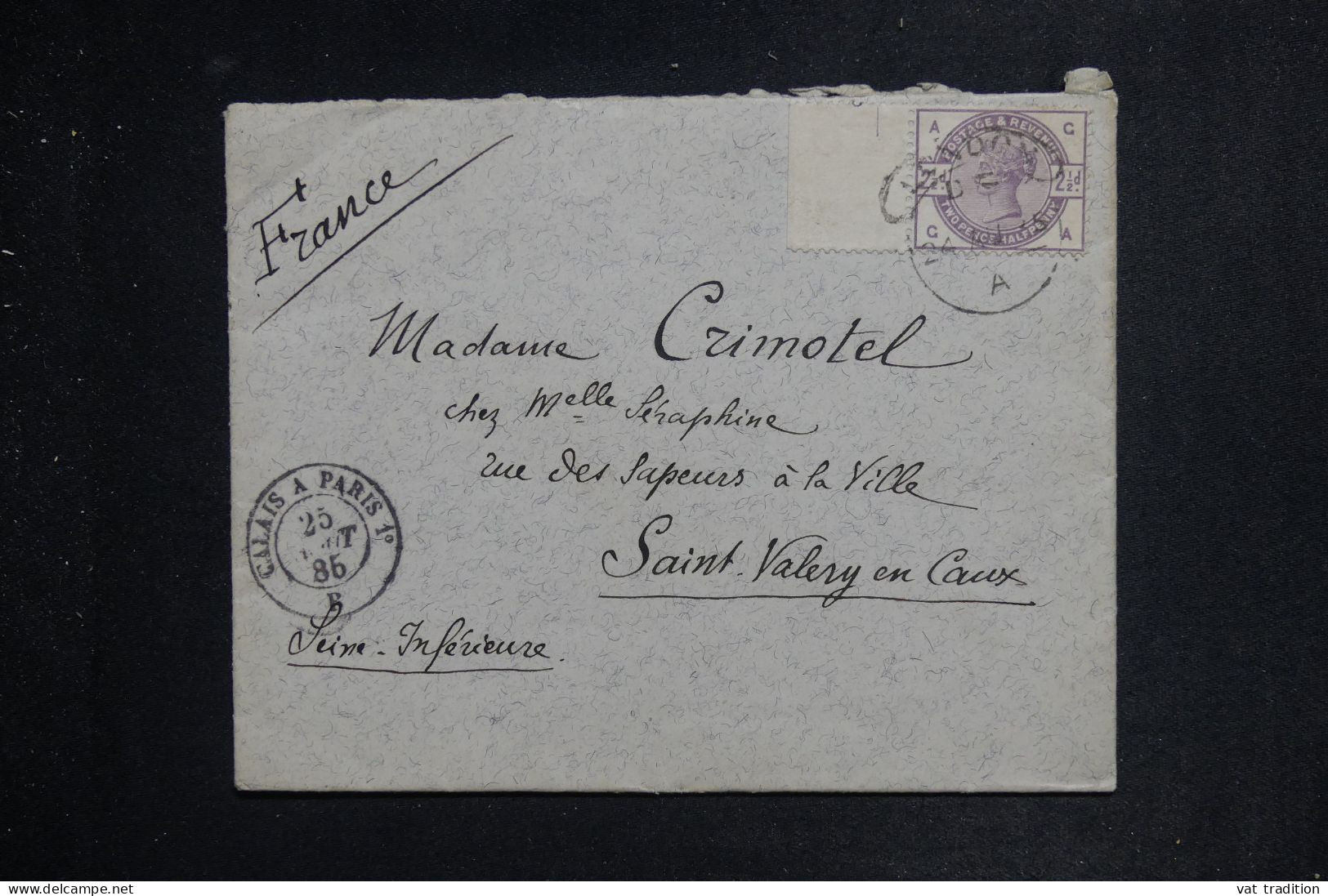 GRANDE BRETAGNE - Enveloppe De Londres Pour La France En 1885 - Bord De Feuille - L 151321 - Briefe U. Dokumente