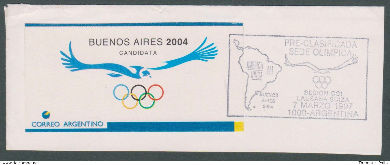 2004  Buenos Aires Candidata Candidate Olympic Games Special Postmark - Estate 2004: Atene