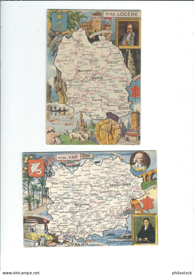 FRANCE Lot De 6 CPA Départementales TBE - Carte Geografiche