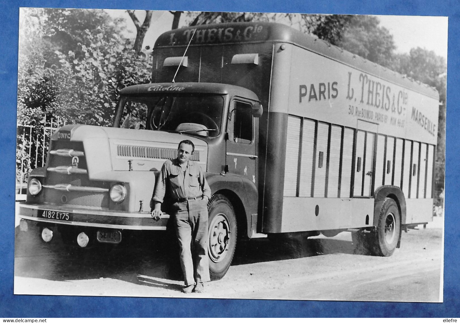 Photo ( Repro ) Ancien Camion Poids Lourds UNIC Et Son Chauffeur - Transports THEIS Paris XVIII - 9/14 Papier Mat - Auto's