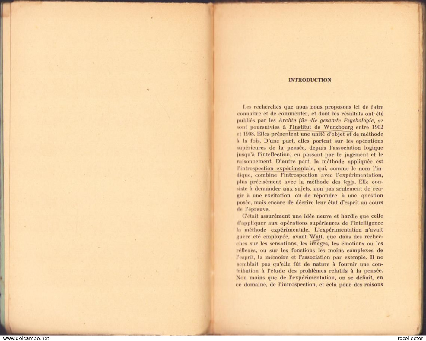 La Pensée D’apres Les Recherches Expérimentales De H.-J. Watt, De Messer Et De Bühler Par Albert Burloud, 1927, Paris - Libros Antiguos Y De Colección