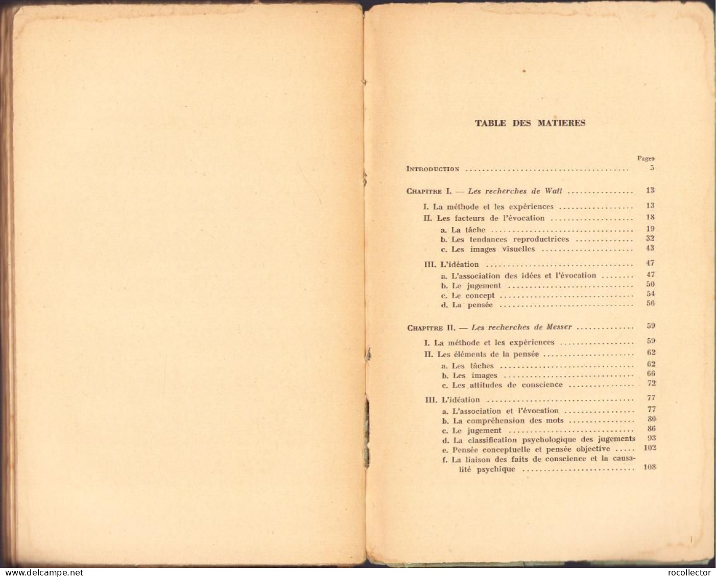 La pensée d’apres les recherches expérimentales de H.-J. Watt, de Messer et de Bühler par Albert Burloud, 1927, Paris