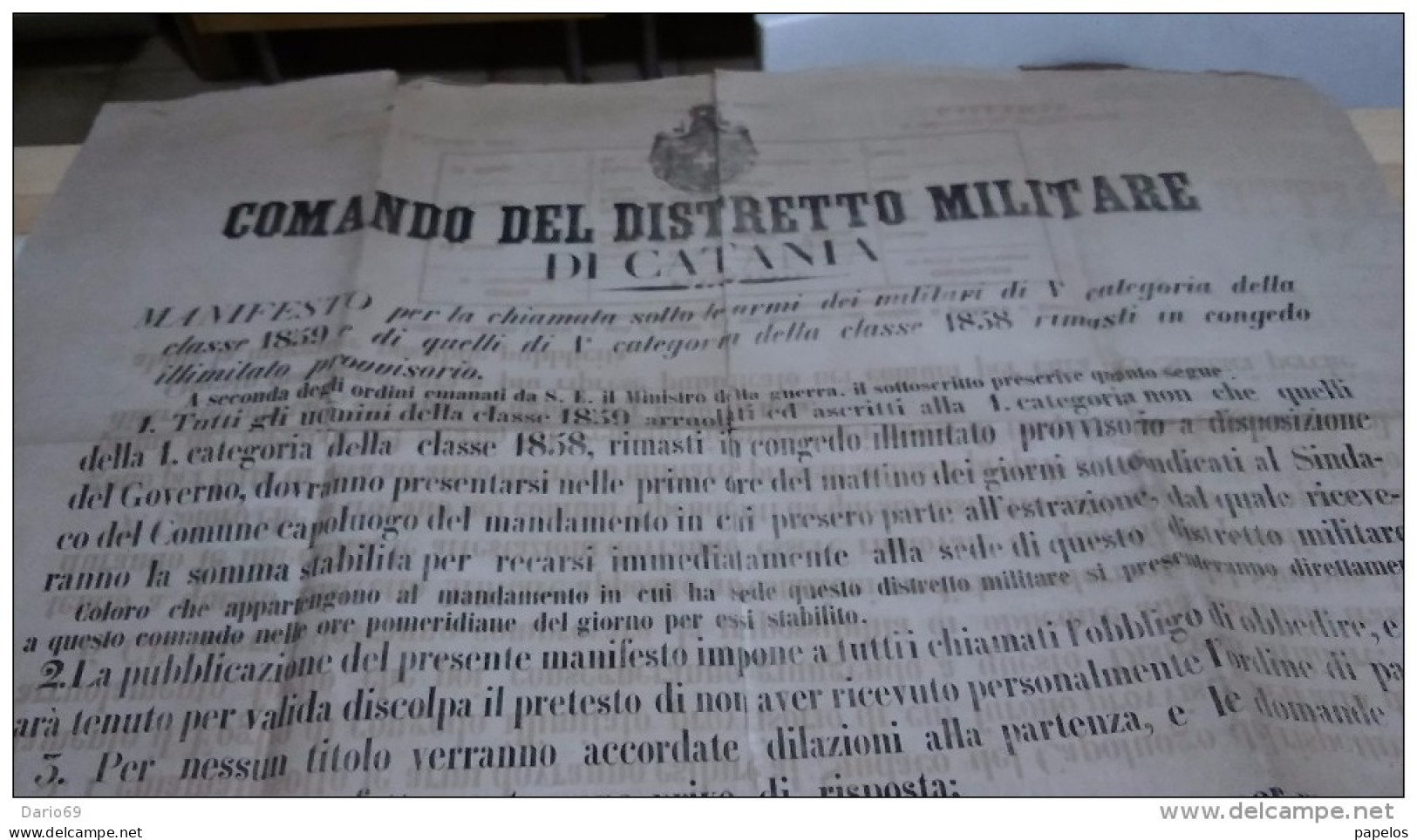 1858 CATANIA COMANDO DISTRETTO MILITARE - Afiches