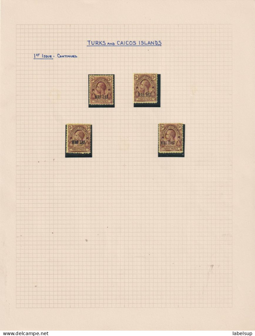 Ftimbres Neufs Des îles Turks Et Caicos De 1918 1919 War Stamp VOIR 7 Feuilles - Turks- En Caicoseilanden