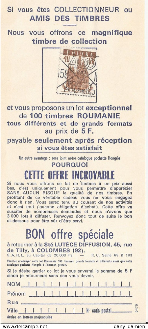 BON Offre Spéciale - SOCIÉTÉ LUTÈCE Diffusion - Timbre De Roumanie. "Si Vous êtes COLLECTIONNEUR Ou AMIS DES TIMBRES" - Unused Stamps