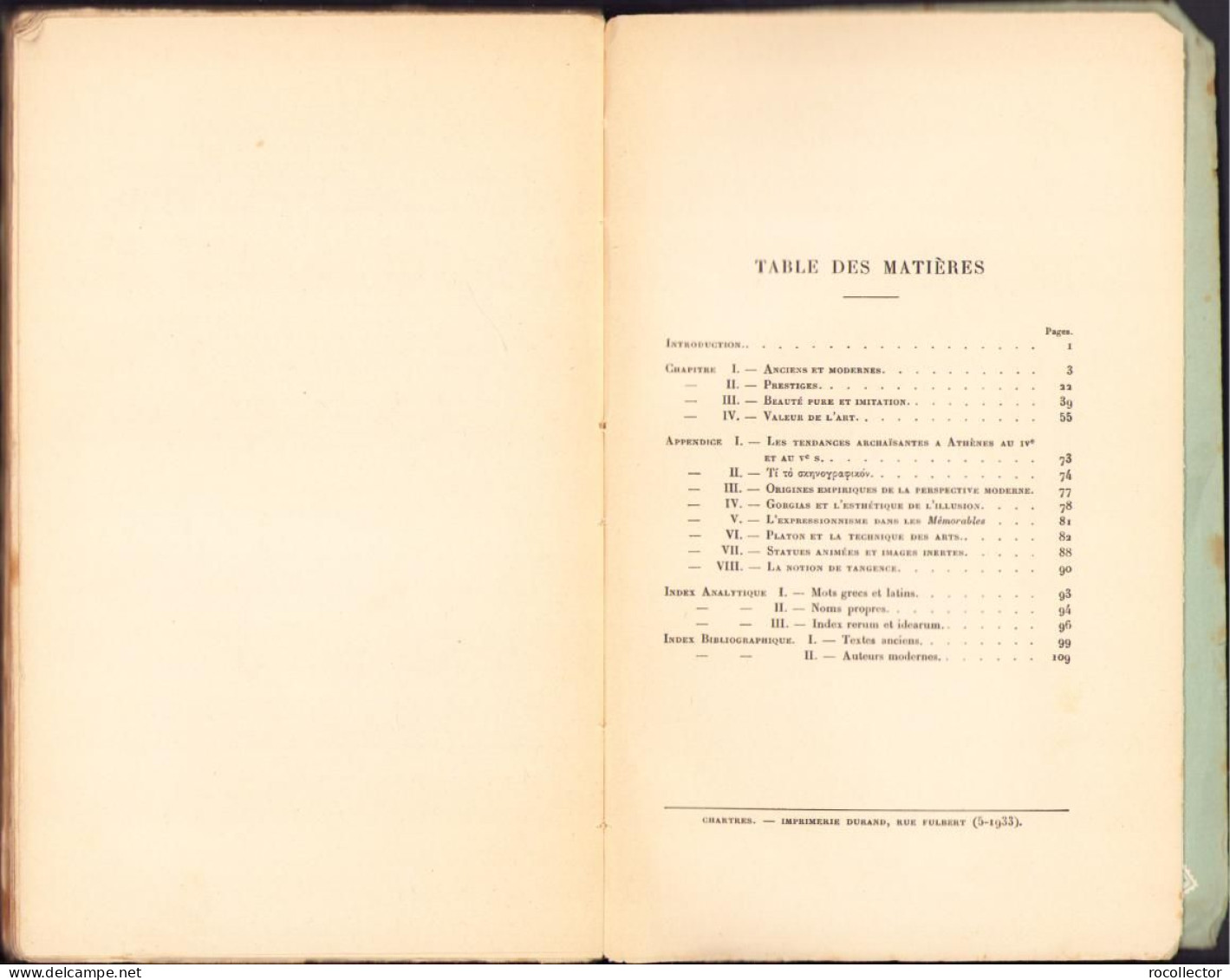 Platon et l’art de son temps (arts plastiques) de Pierre Maxime Schuhl, 1933 C2158